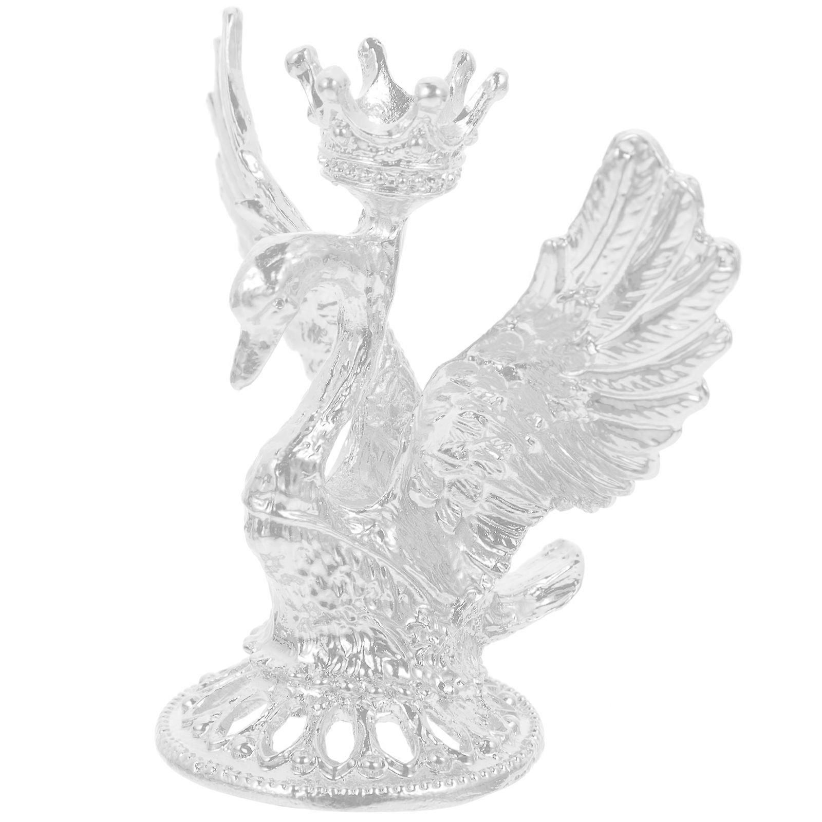 Ornament Display Holder Swan Shape Alloy Crystal Ball Stand Home Decoration Silver 9x5.3x7.2cm Decorative Purpose 1Set