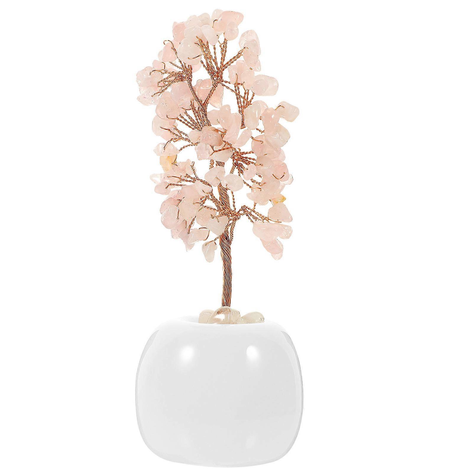 Pink Crystal Tree Ornament for Decoration Gentle and Simple Design with Smooth Lines and High Grade