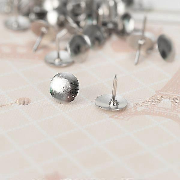 Tin with 10 small silver metal push buttons tin with 50 nickel