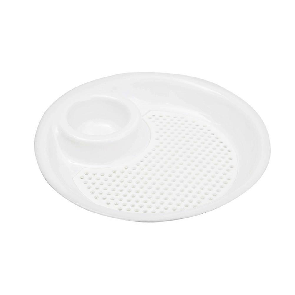 White Plastic Kitchen Tool with Draining Part and Sauce Dish for Serving Dumplings Fruit Snack 2pcs