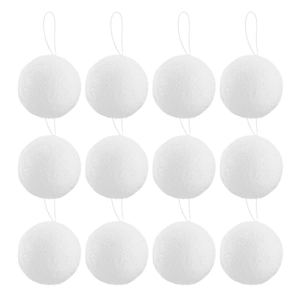 12pcs White Foam Balls 8cm for Crafts, Christmas Tree Decorations, Xmas Baubles, DIY Projects
