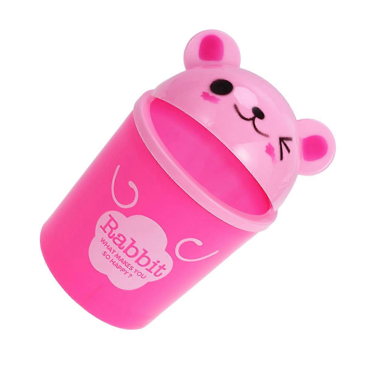 Pink Mini Garbage Can for Daily Use Made of PP Material Clamshell Design 4.5 x 3.9 x 5 inches