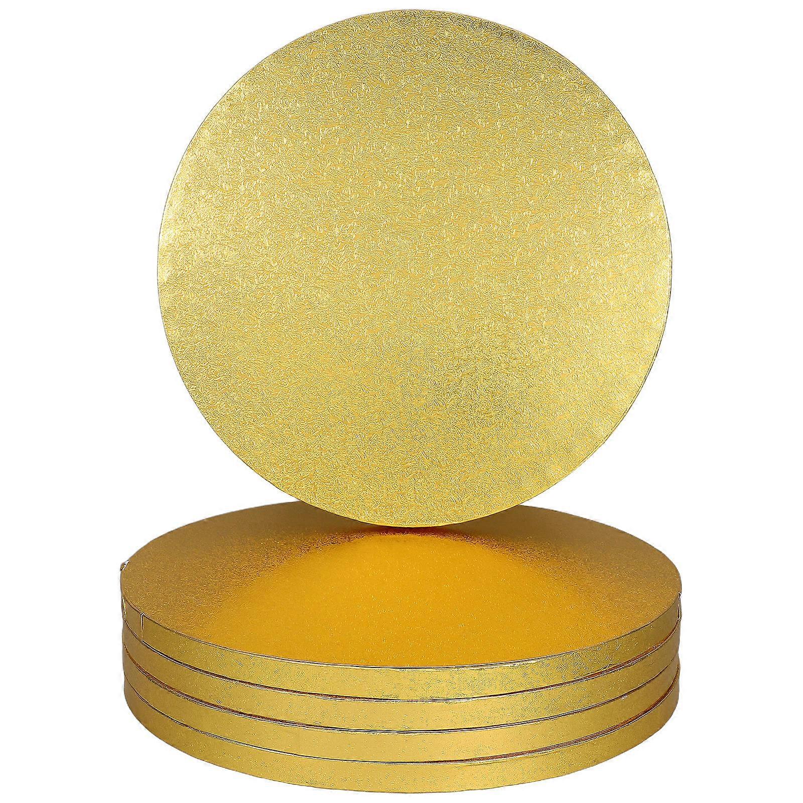 Egg Cake Base Round Cake Boards for Baking 5Pcs Golden Paper Plates