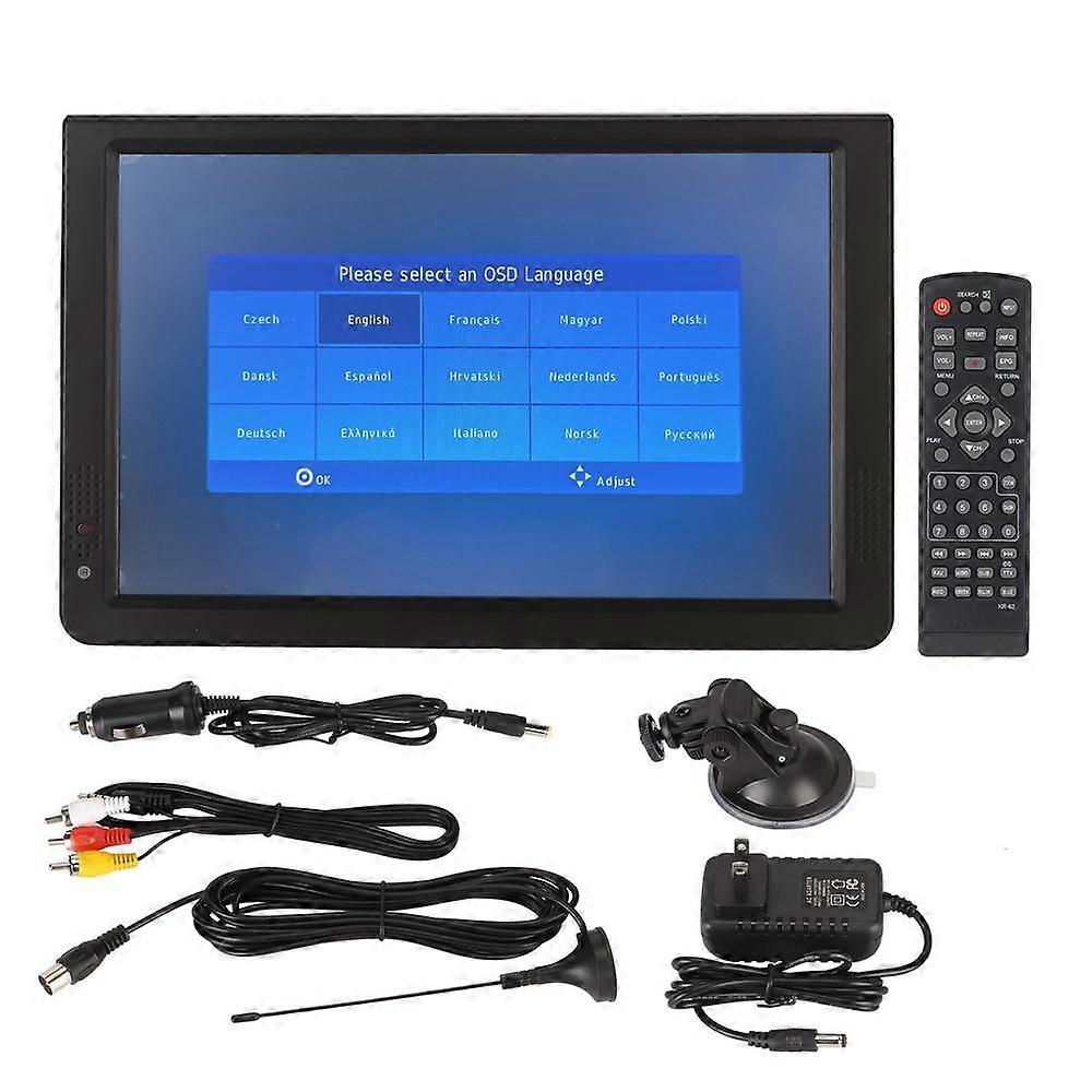 ATSC Portable 12in LED Digital TV with 1080P HD Display, Multimedia Interface, Stand and US Plug for Home and Car Use (100-240V)