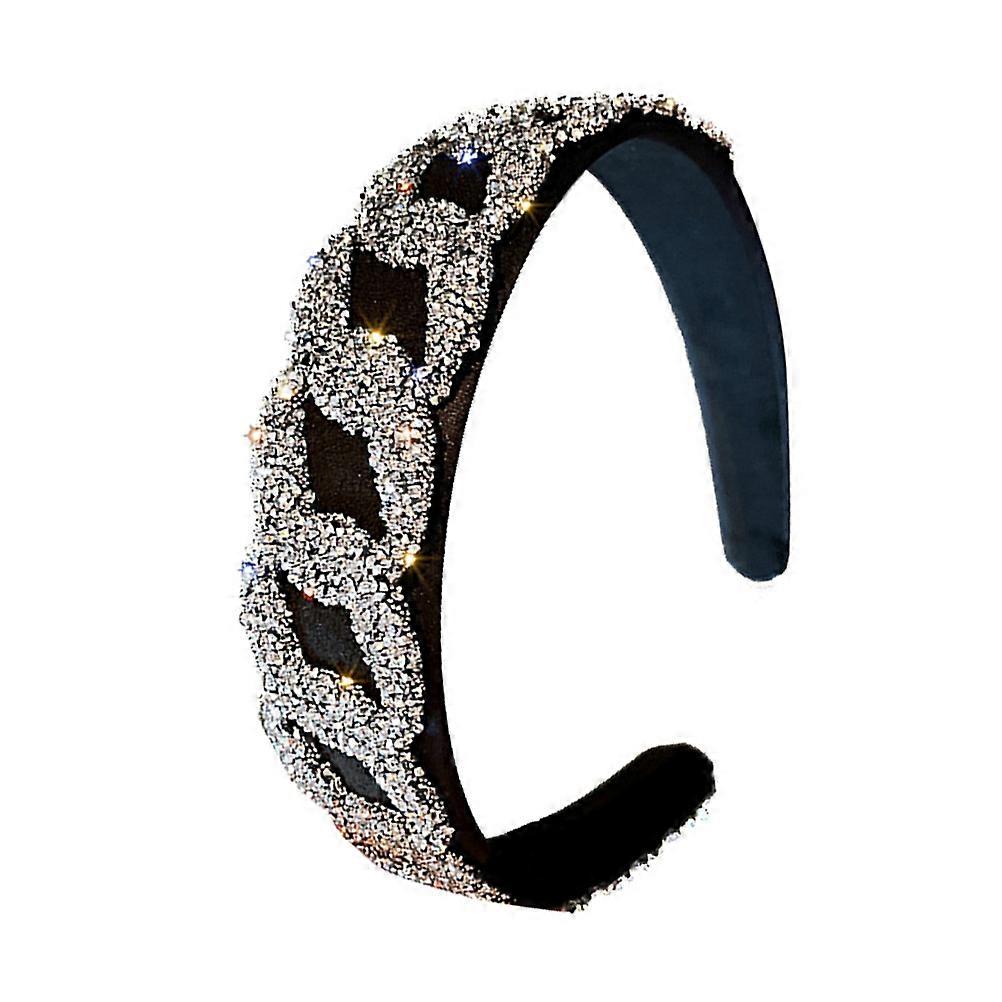 Black Rhinestone Studded Headband with Elastic Band for Decoration
