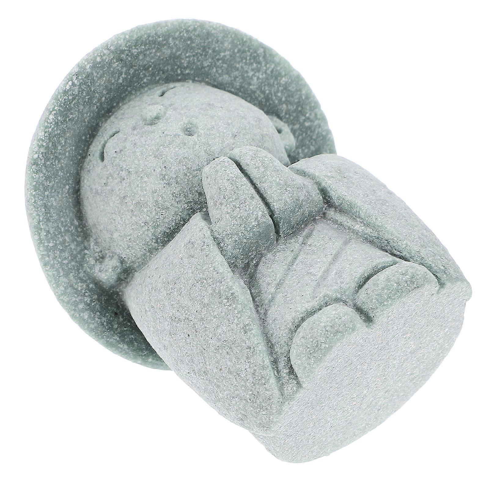 Grey Sandstone Buddha Statue for Indoor Decor with Serene Expression and Intricate Design 6.5 inches