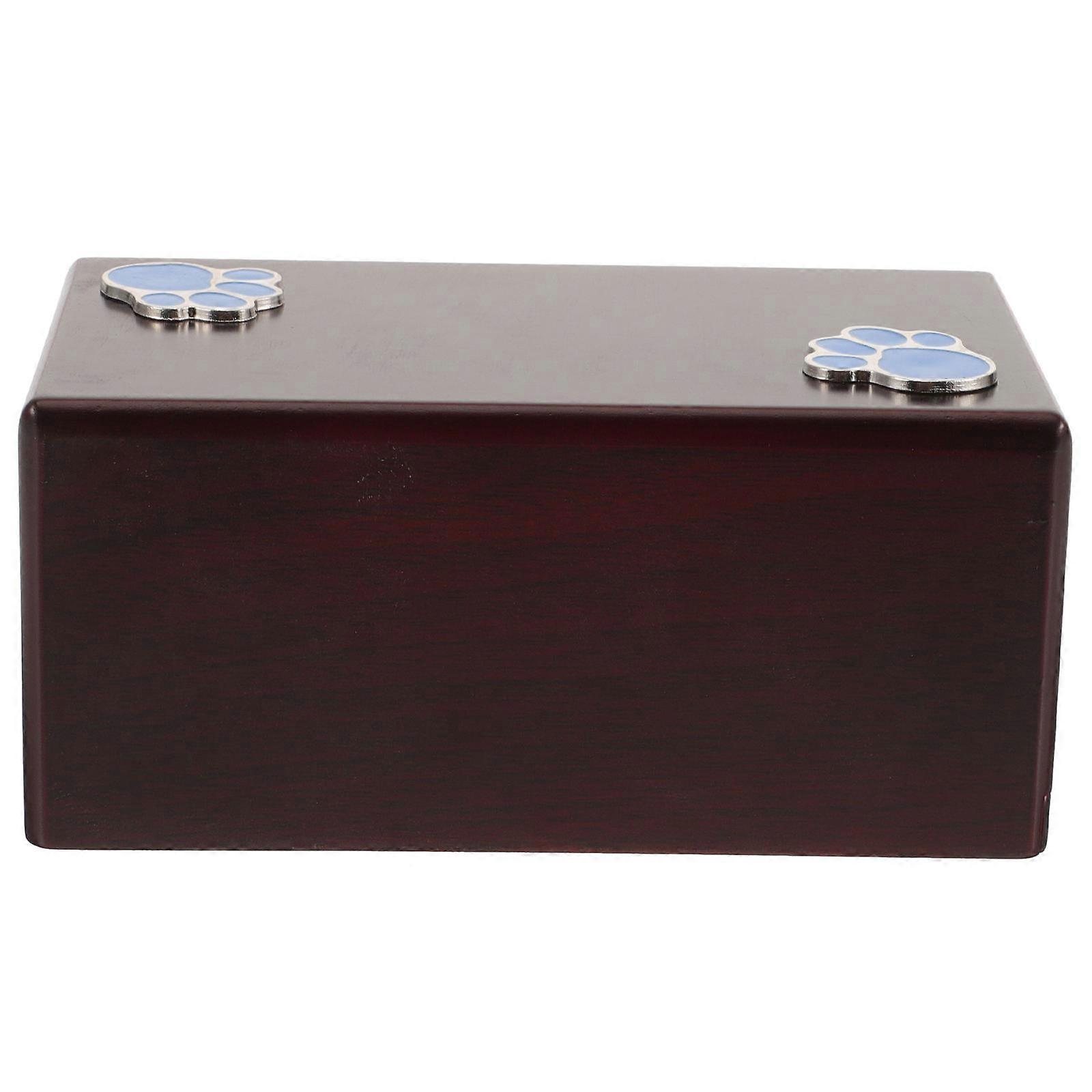 Durable Wooden Pet Urn for Ashes Simple Elegant Design Dark Red Color with Bag 6x4x8 Inches