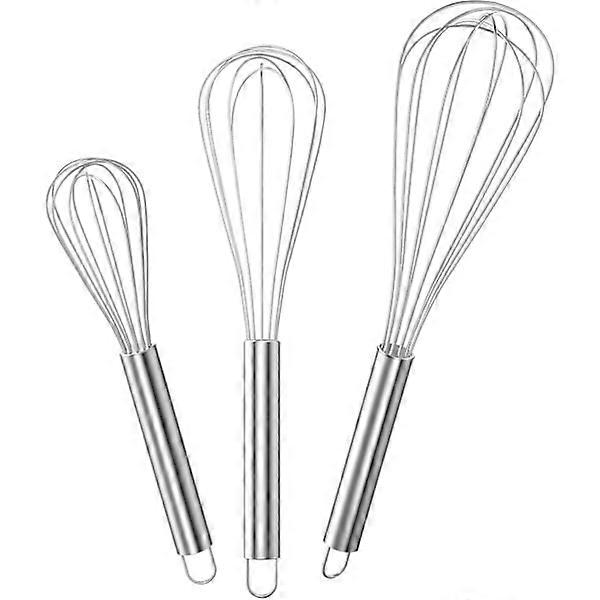 Stainless steel whisk set, 3 whisks included, for mixing, eggs.