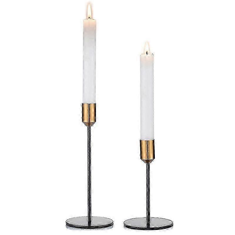 Candlestick Holders Taper Candle Holders, 2 Pcs Candle Stick Holders Set, Gold & Black Candlestick Holders Set Table Decorative Modern Candle Hold