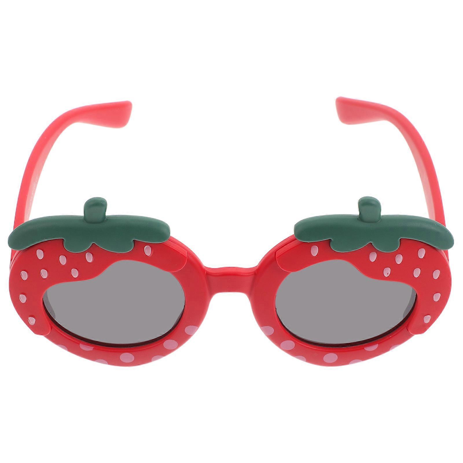Kids Strawberry Sunglasses For Summer Beach Outdoor Fun With UV Protection Lightweight Soft Frame Design 1Set