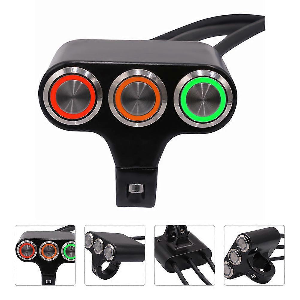 Black Motorcycle Electric Switch For Handlebar Control With 6X5.2cm Sturdy Aluminum Construction Self-Locking 1Pcs