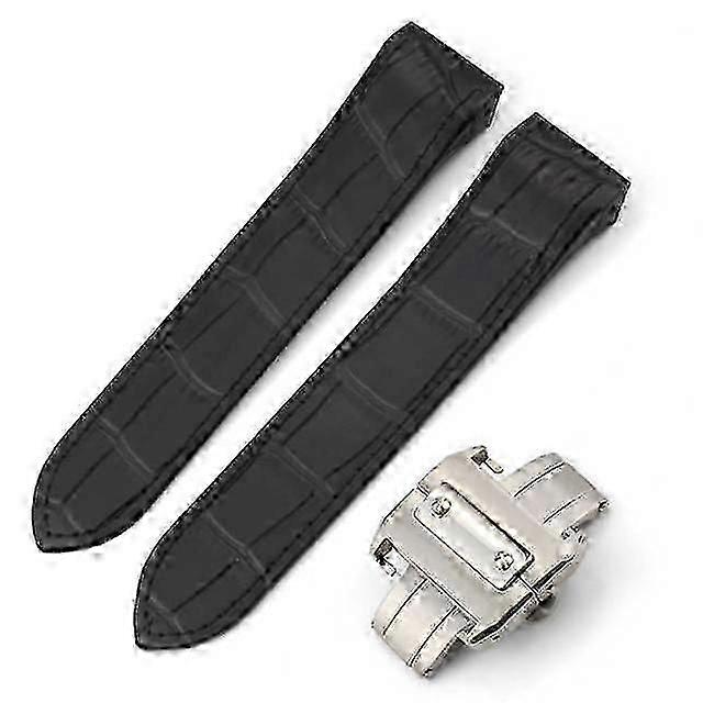 20 מ"מ 23 מ"מ באיכות גבוהה איטלקי עור פרה שעון רצועת שחור חום מרקם עור רצועת שעון מתאים לשעון קרטייה סנטוס