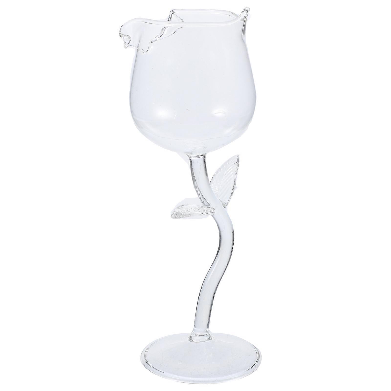 Transparent Rose Shape Goblet Multipurpose Wine Cup For Party Use Simple Design 1Pack