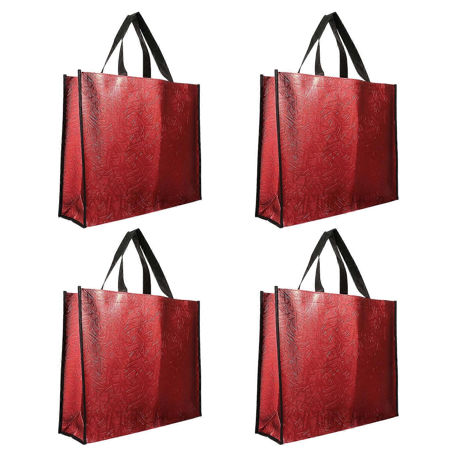 4pcs Portable Grocery Bags with Handles, Sturdy Tote Bags for Weddings, Takeout, Packing & Outdoor Picnics