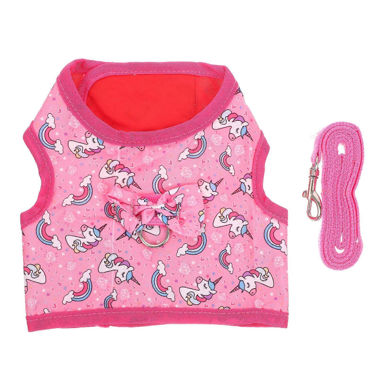 Convenient Pets Leash 1 Set Designed For Indoor Outdoor Activities In Pink Vest Shape Anti-Escaping Feature