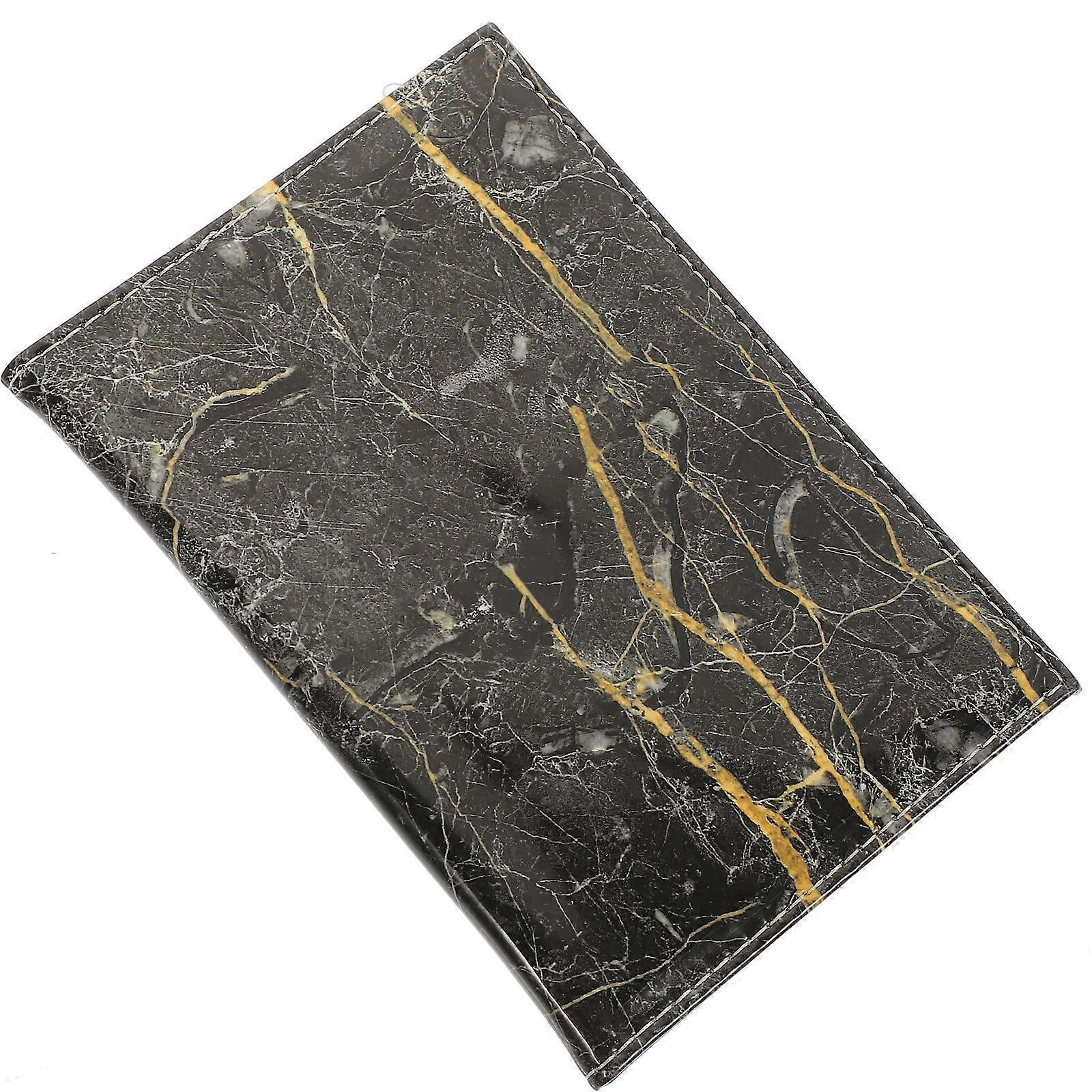 Black Travel Document Holder Organizer Made Of PU Marble Pattern Passport Holder 1 Set