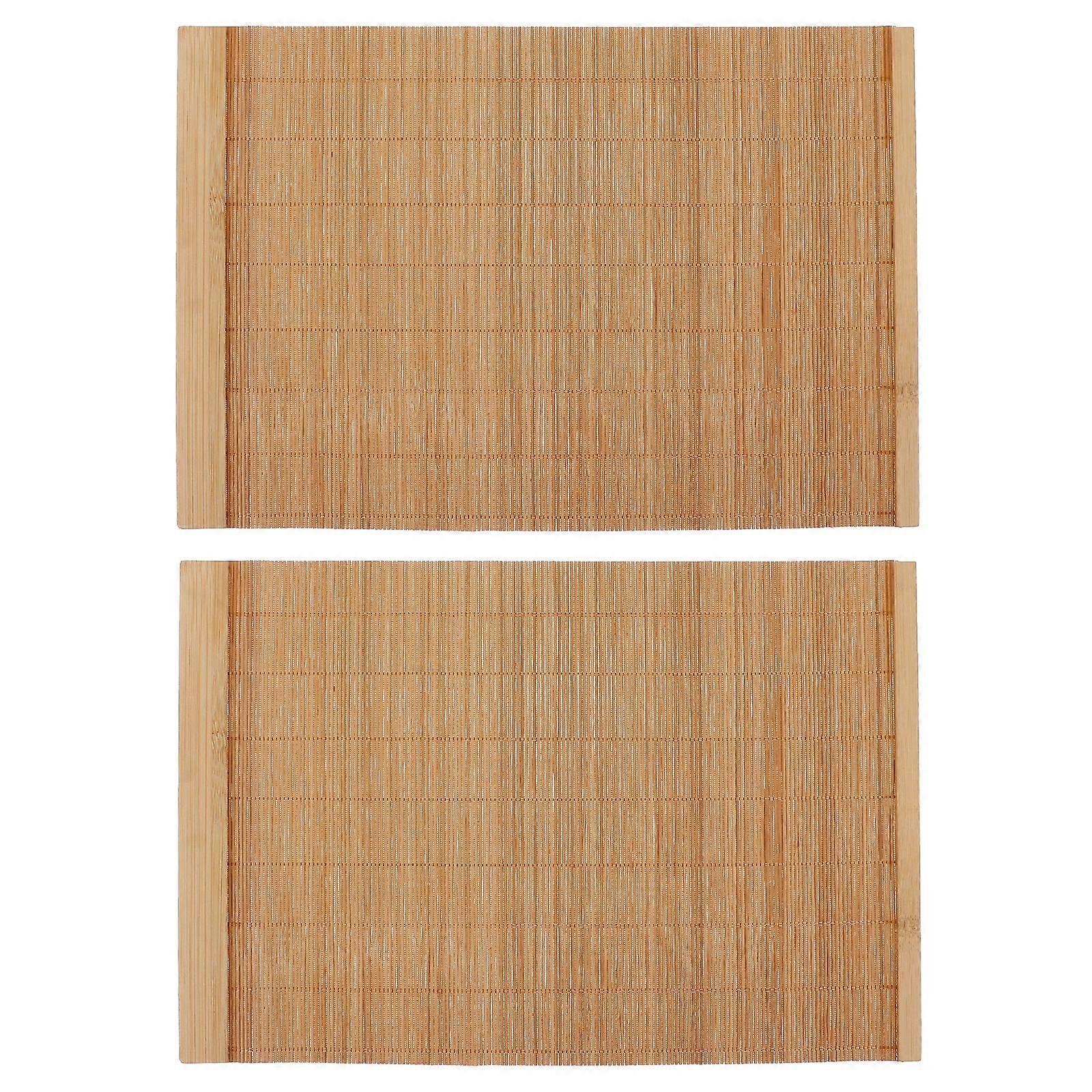 2Pcs Fashion Bamboo Wood Placemats Anti-Slip Table Mat Waterproof Placemats