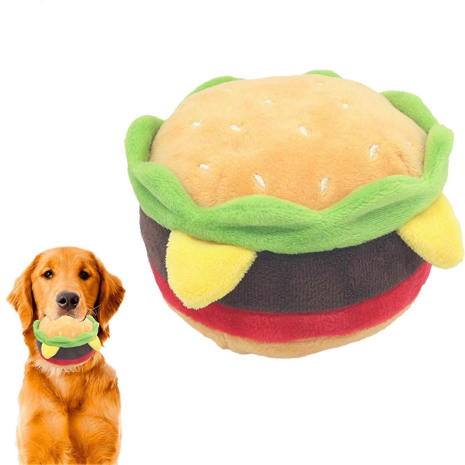Dog Toy Hamburger Plush, Cute French Fry Shape, Soft Potato Chip Simulation, Puppy Dental Chew Sound Toy
