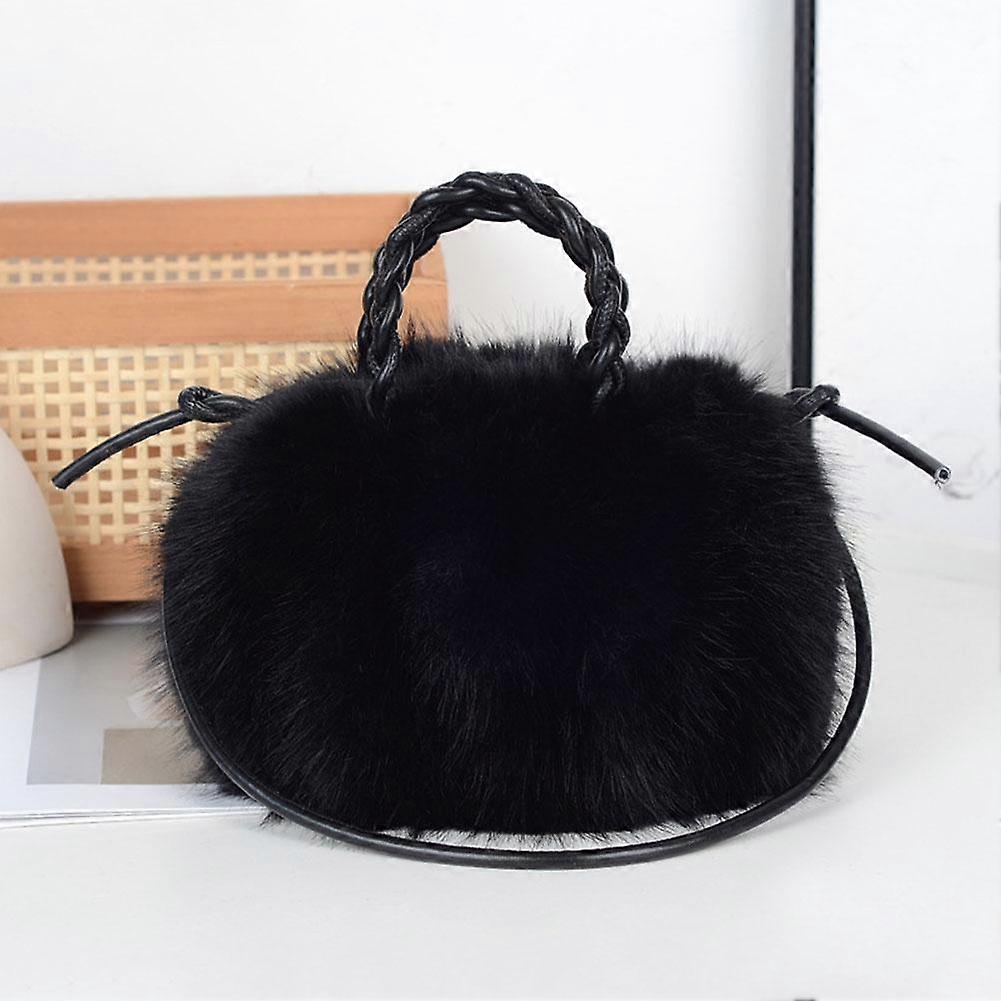 Faux Fox Fur Shoulder Bag Cloud Plush Tote with Stylish Pleated Design Multiple Carrying Ways Compact Yet Spacious
