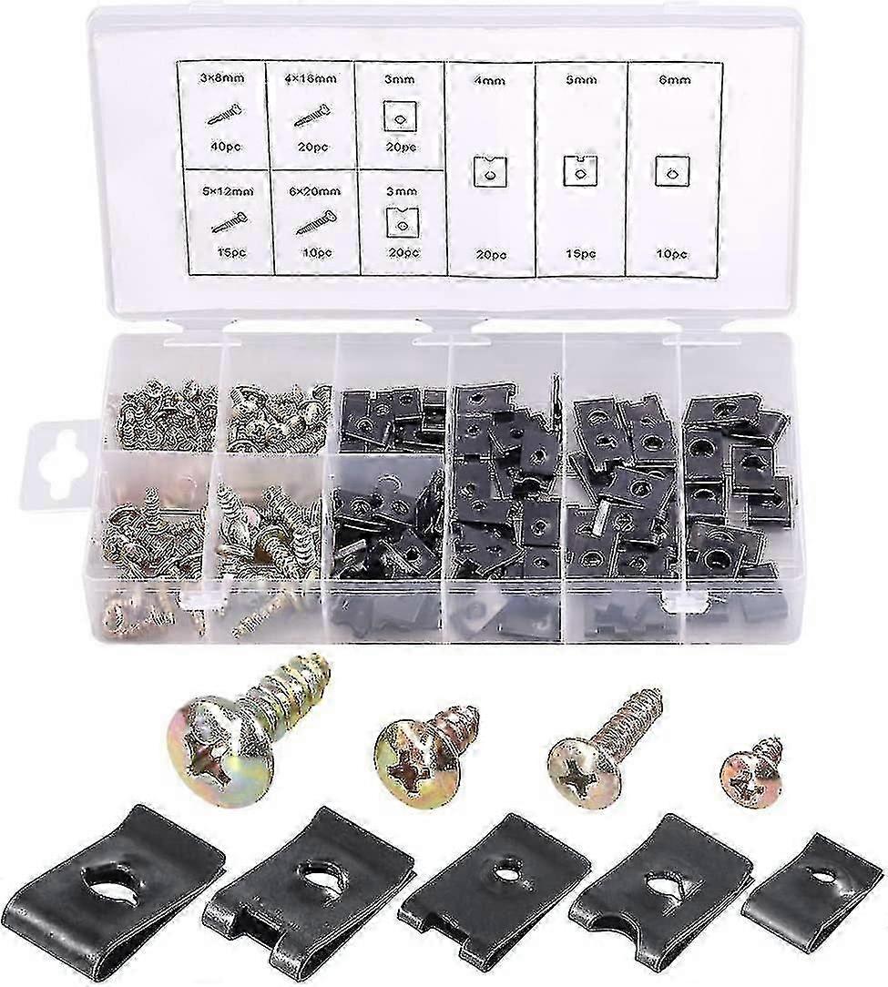 170pcs Car Panel Clip Assortment Kit  SAE Interior Dash & Door Clips (Black)