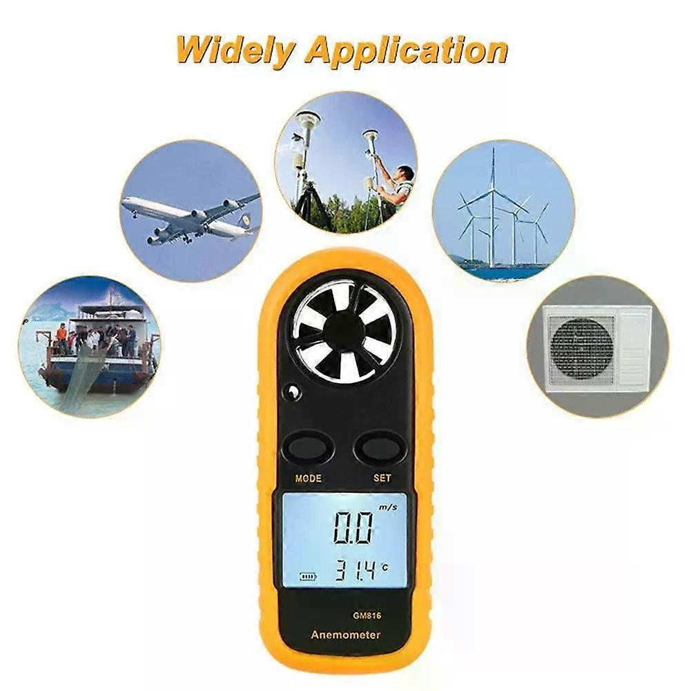 Anemometer Hand-held Digital Display Wind Speed Gauge Meter 0-30m/s Wind Thermometer Pocket Smart Anti-wrestling Measure