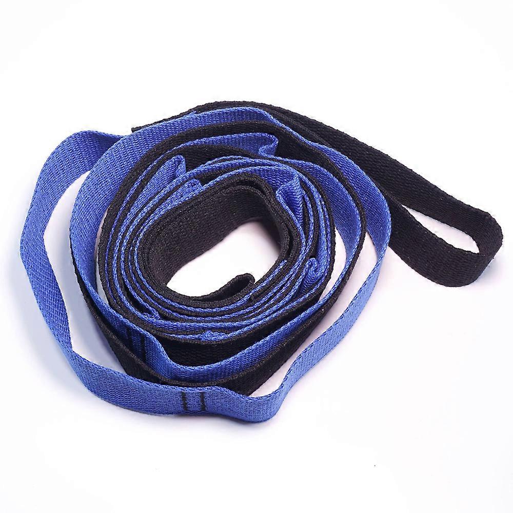 Versatile multi-loop strap perfect for yoga, Pilates Portable Helps improve flexibility, blue + black.