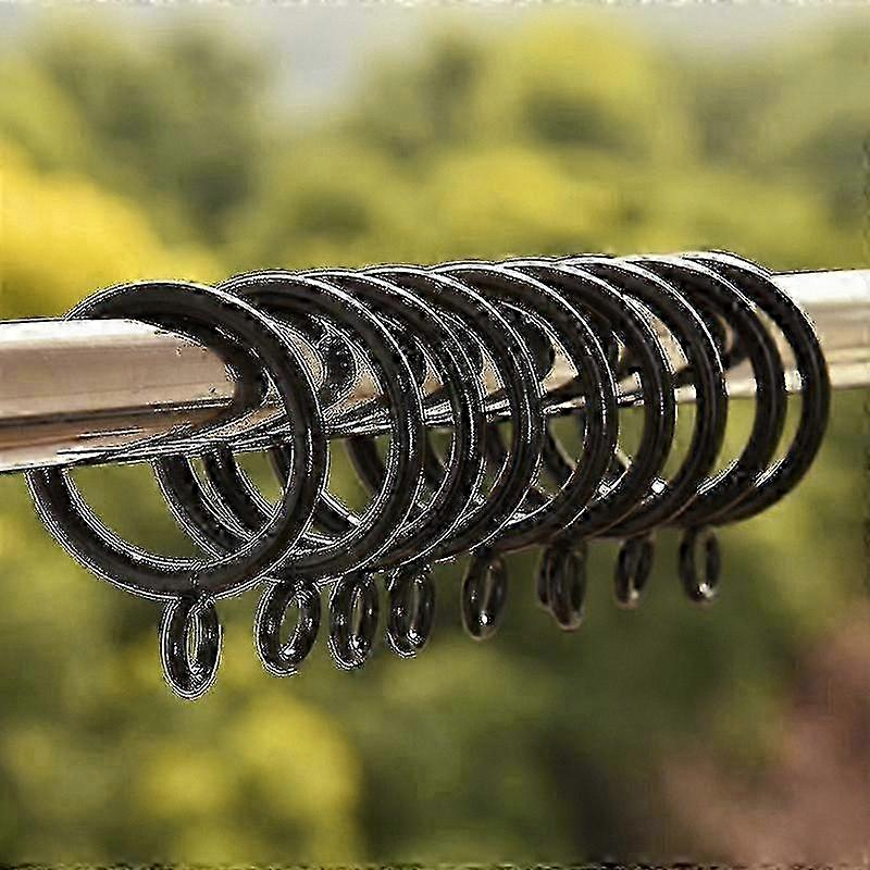 Black Metal Curtain Rings with 5 Size Options for Hanging Curtains and Rods, Set of 10