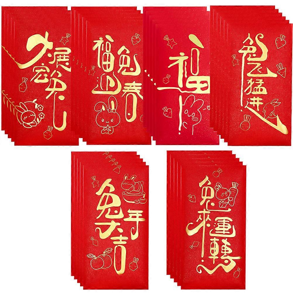 Rabbit Year Red Packets Paper Rectangle Red for Celebration 60Pcs