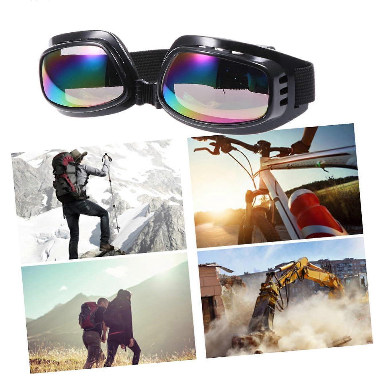 Adjustable Windproof Snowboard Ski Goggles for Motorcycles, Shock Resistant Lenses, Wide Field of View, Black Frame