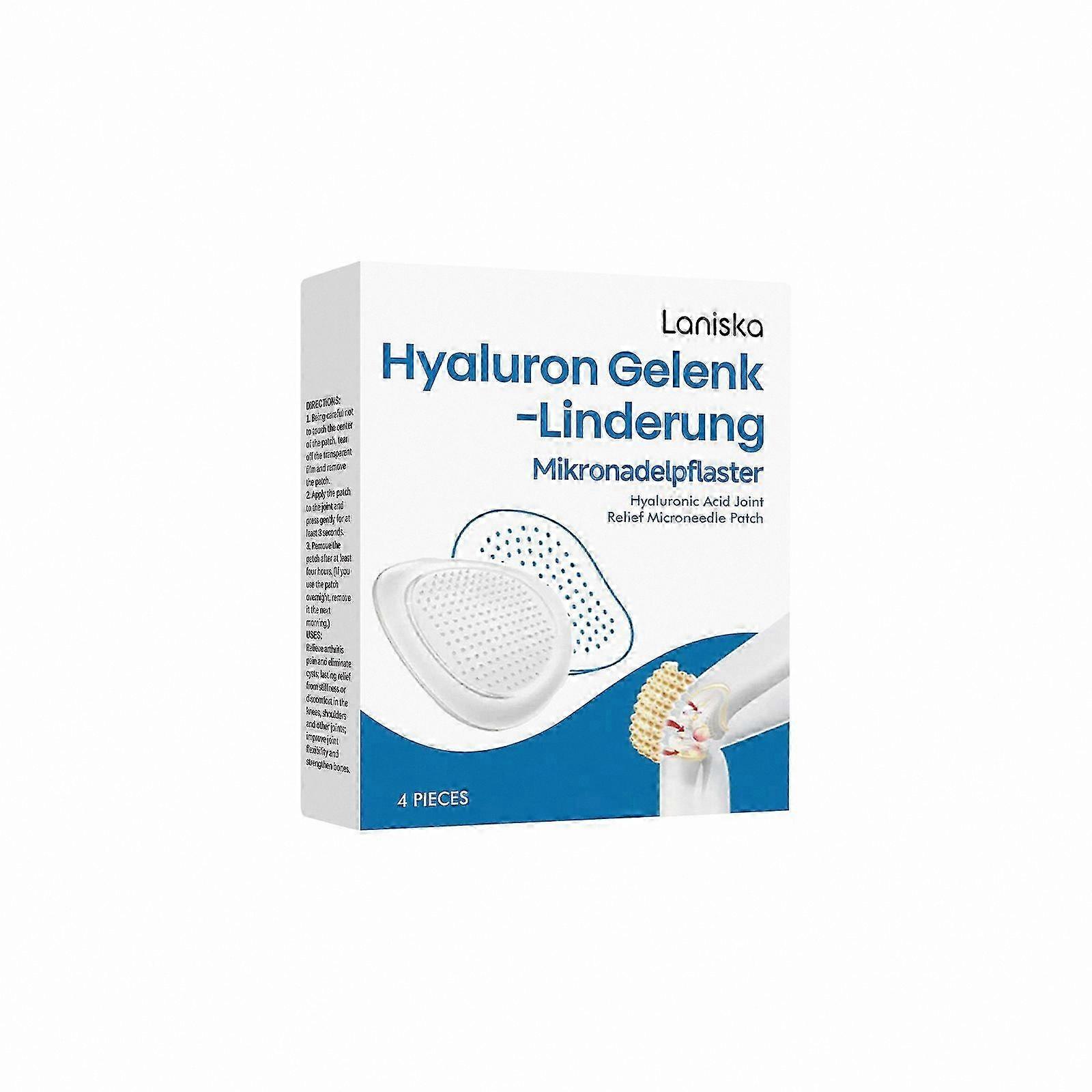 Hyaluron Microneedle Patches for Joint Pain Relief, Flexible & Lightweight, Suitable for Knees, Shoulders, 4pcs Box