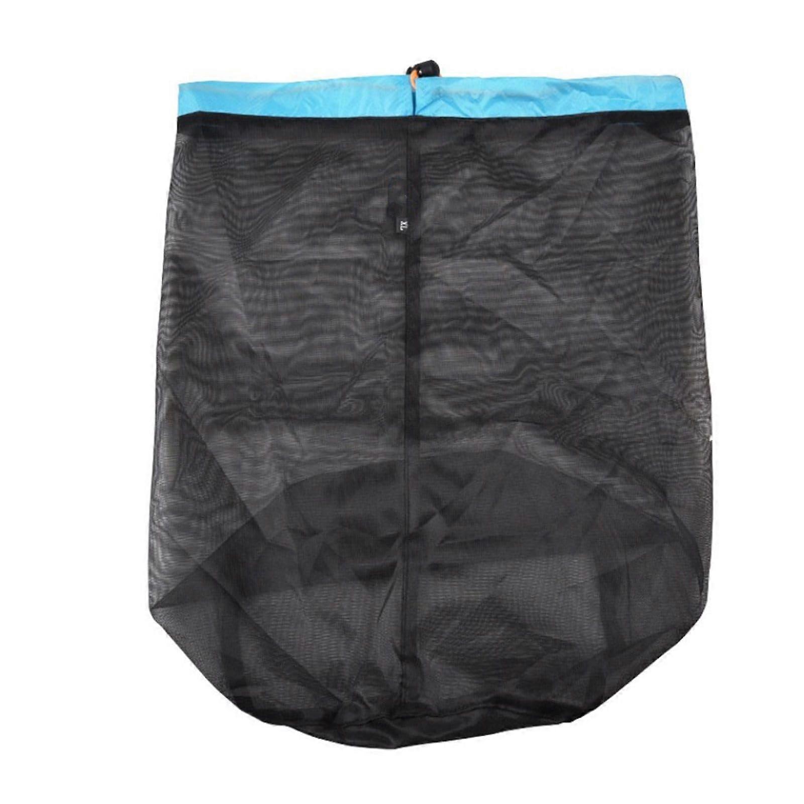 Ultralight Mesh Stuff Sack Drawstring Laundry Bag For Camping Gear Organizer Outdoor Storage Black XL