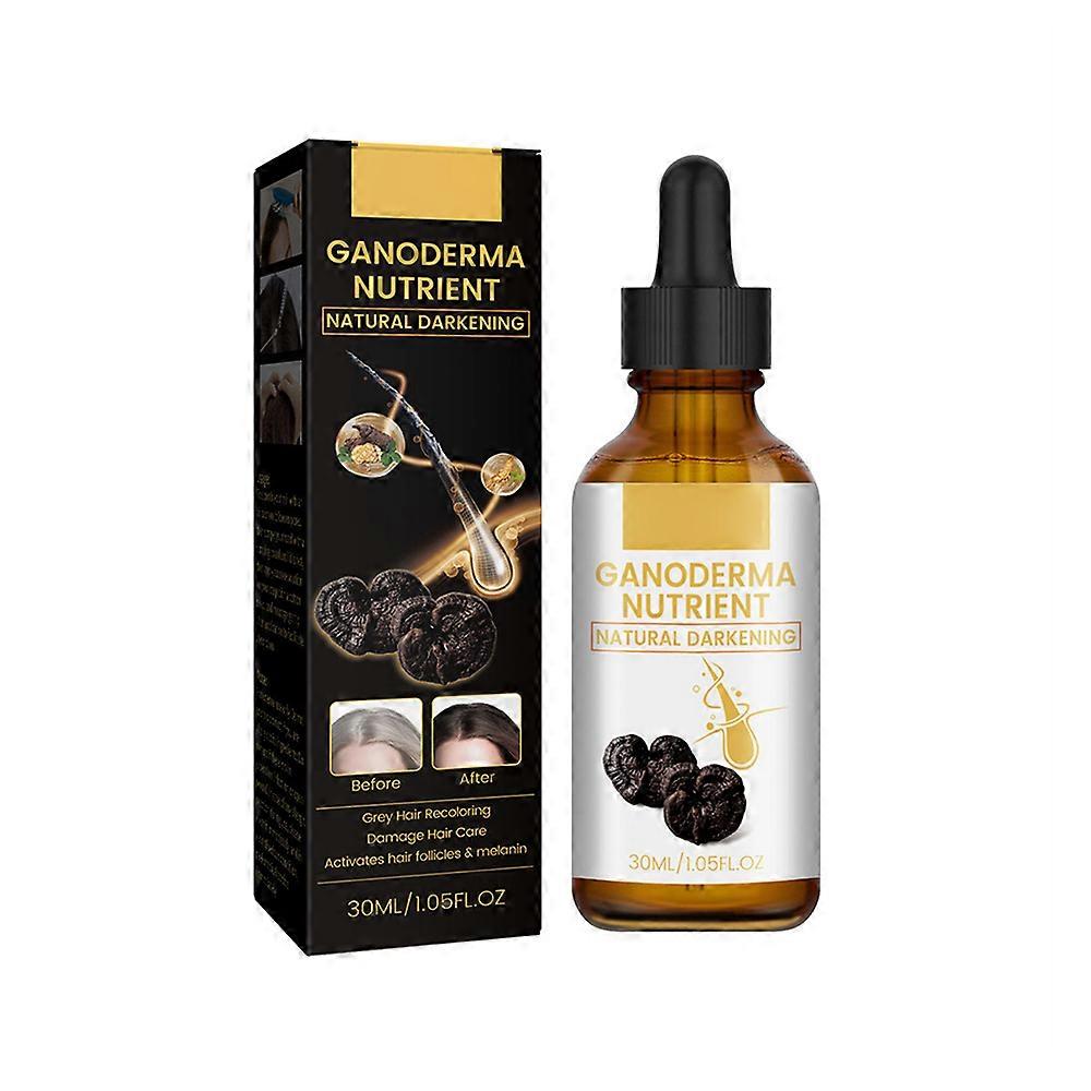 Huile d’essence Croissance naturelle des cheveux cuir chevelu Noir Ganoderma Lucidum Blanc à Noir Stop à la perte de cheveux Produits de traitement 30ml