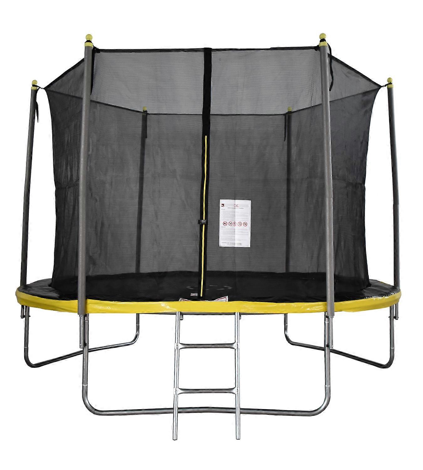 Trampoline 305 cm round - with net and ladder - yellow/black