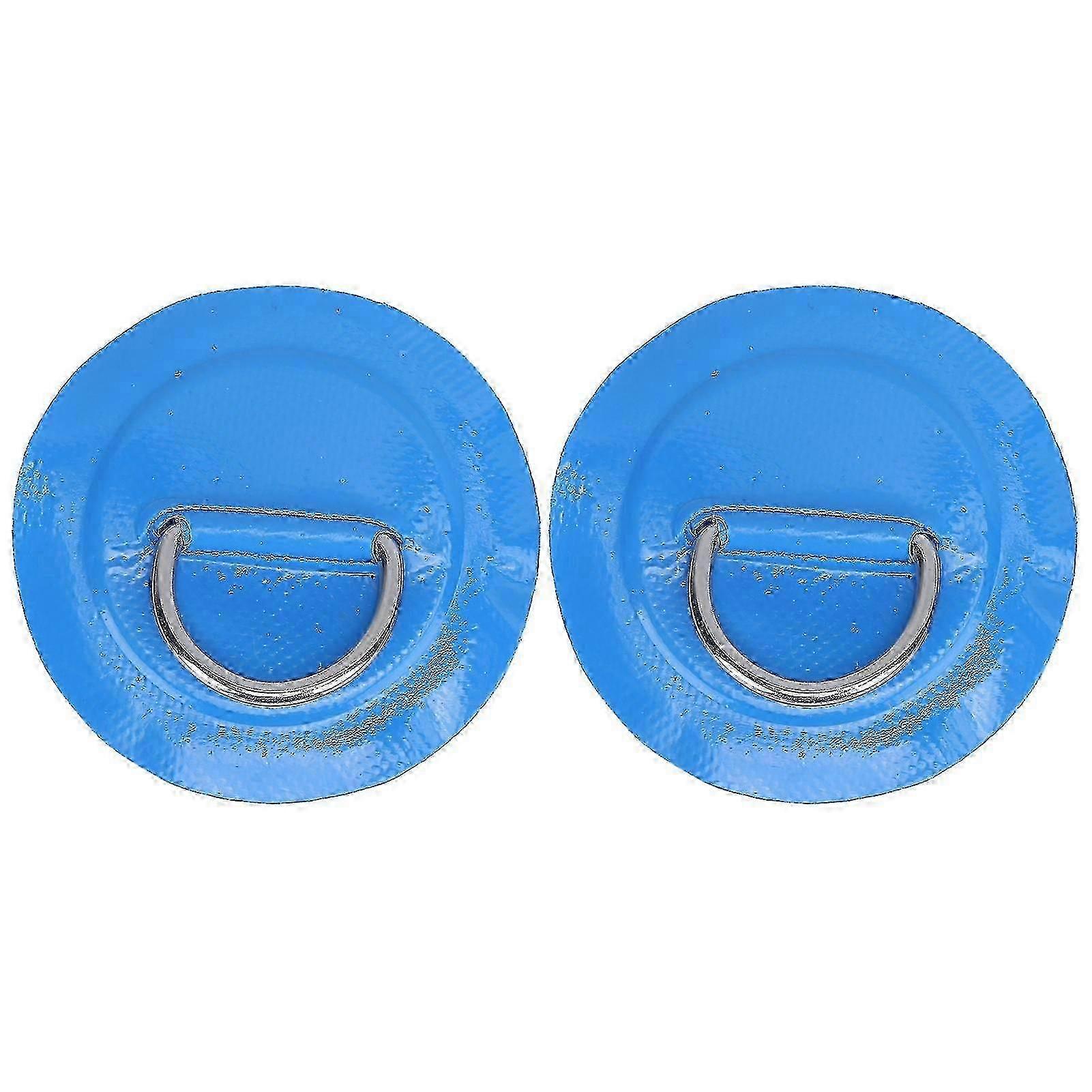 Inflatable Boat D-Ring Patch - 2 Pcs Marine Stainless Steel Fixed Buckle (Blue)
