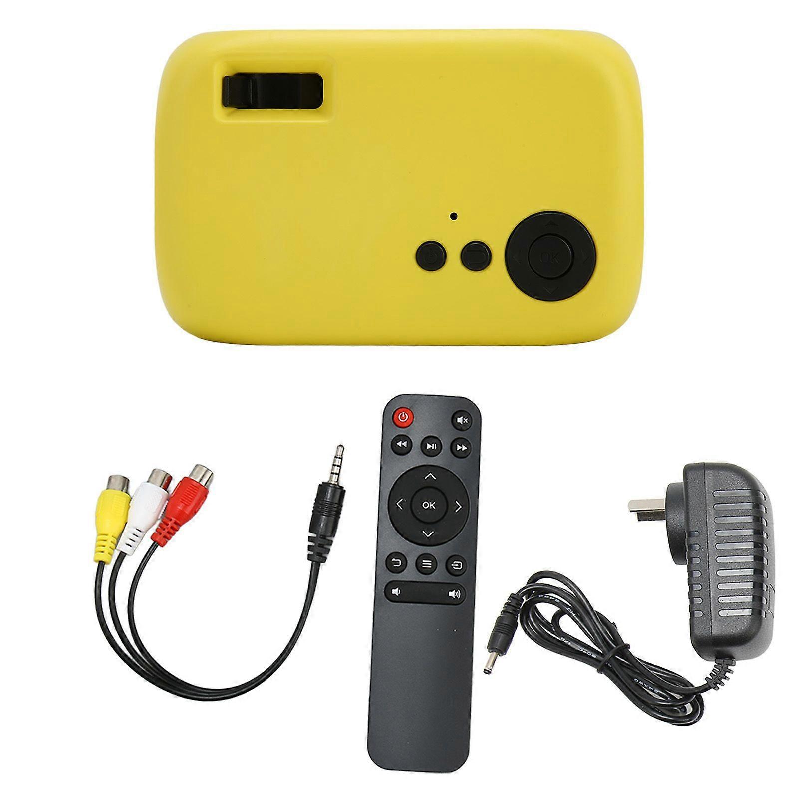 M24 Mini Portable Projector Multifunction 360 Degree Surround Sound Home Theater Video Projector 100240V Yellow AU Plug