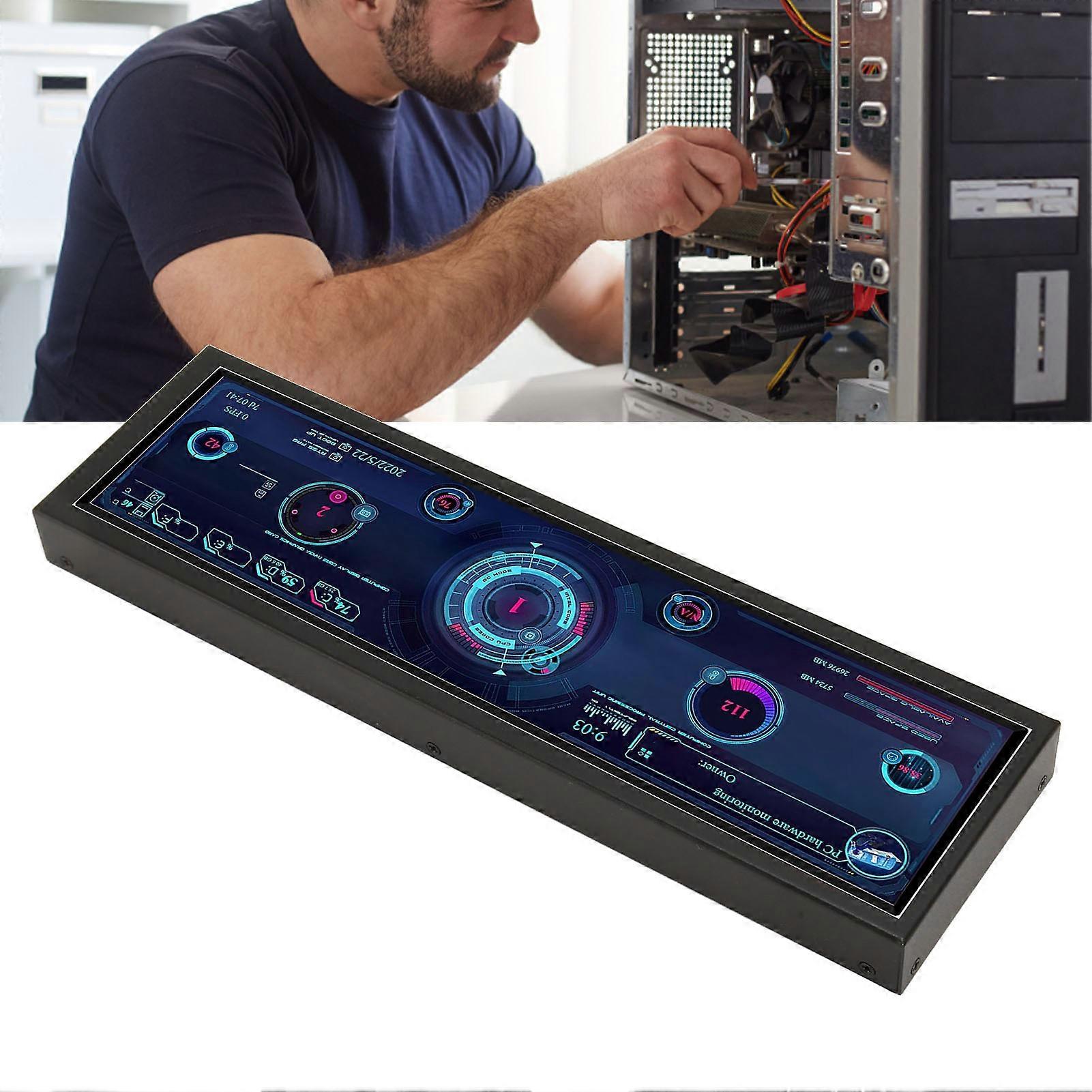 8.8" IPS USB-C Computer Temperaturmonitor Schwarz 1920x480 LCD