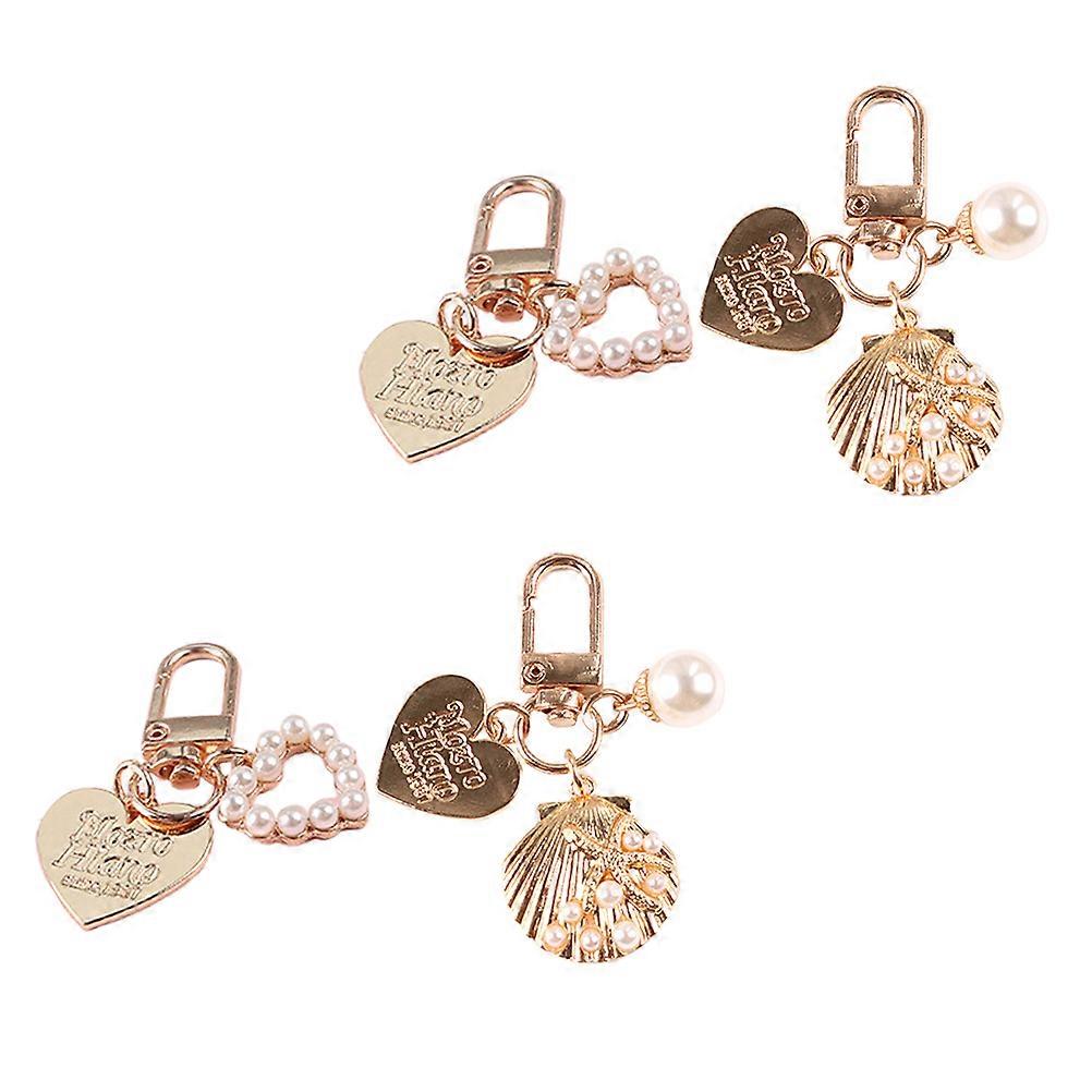 Heart Shell Keychains For Bags Cell Phones Assorted Color Durable 1 Set 4 Pcs