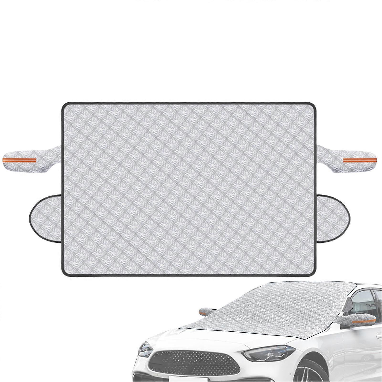 Car Windshield Cover Winter Windshield Protector Reflective Ice Shield Snow/Ice Frost Cover Adjustable White