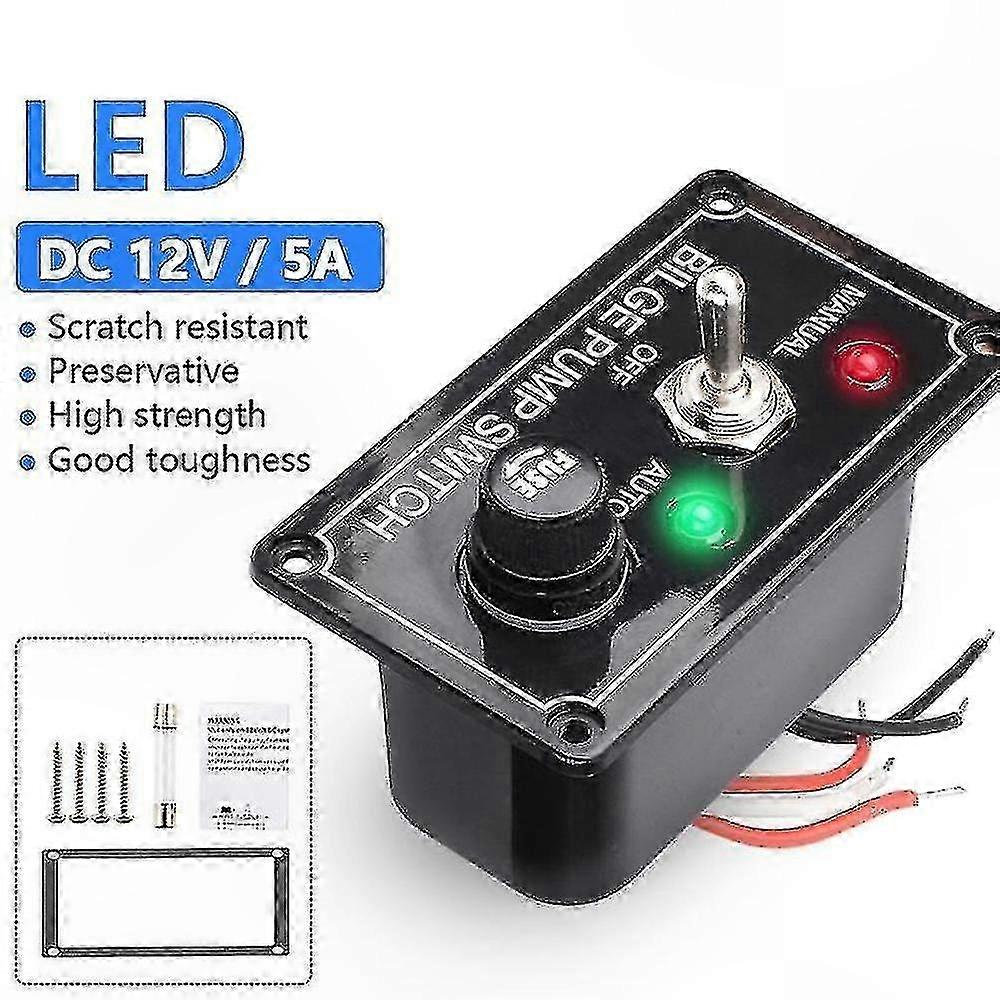 12V LED Marine Bilge Pump Switch Panel with Manual/Off/Auto Control and Fuse Protection
