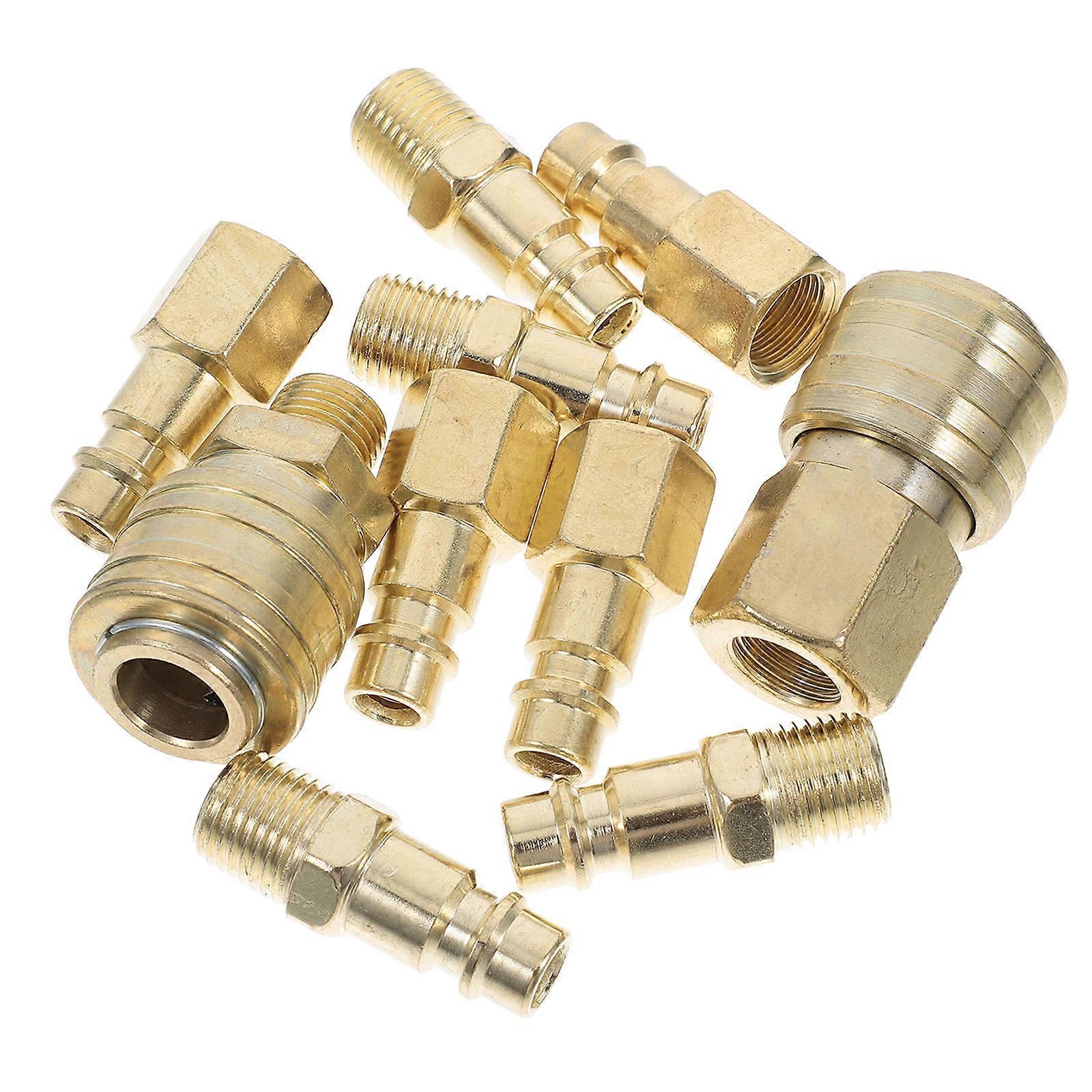 Quick Hose Connector Set Airline Fittings Professionals Hose Connection Copper Plated Iron 10Pcs