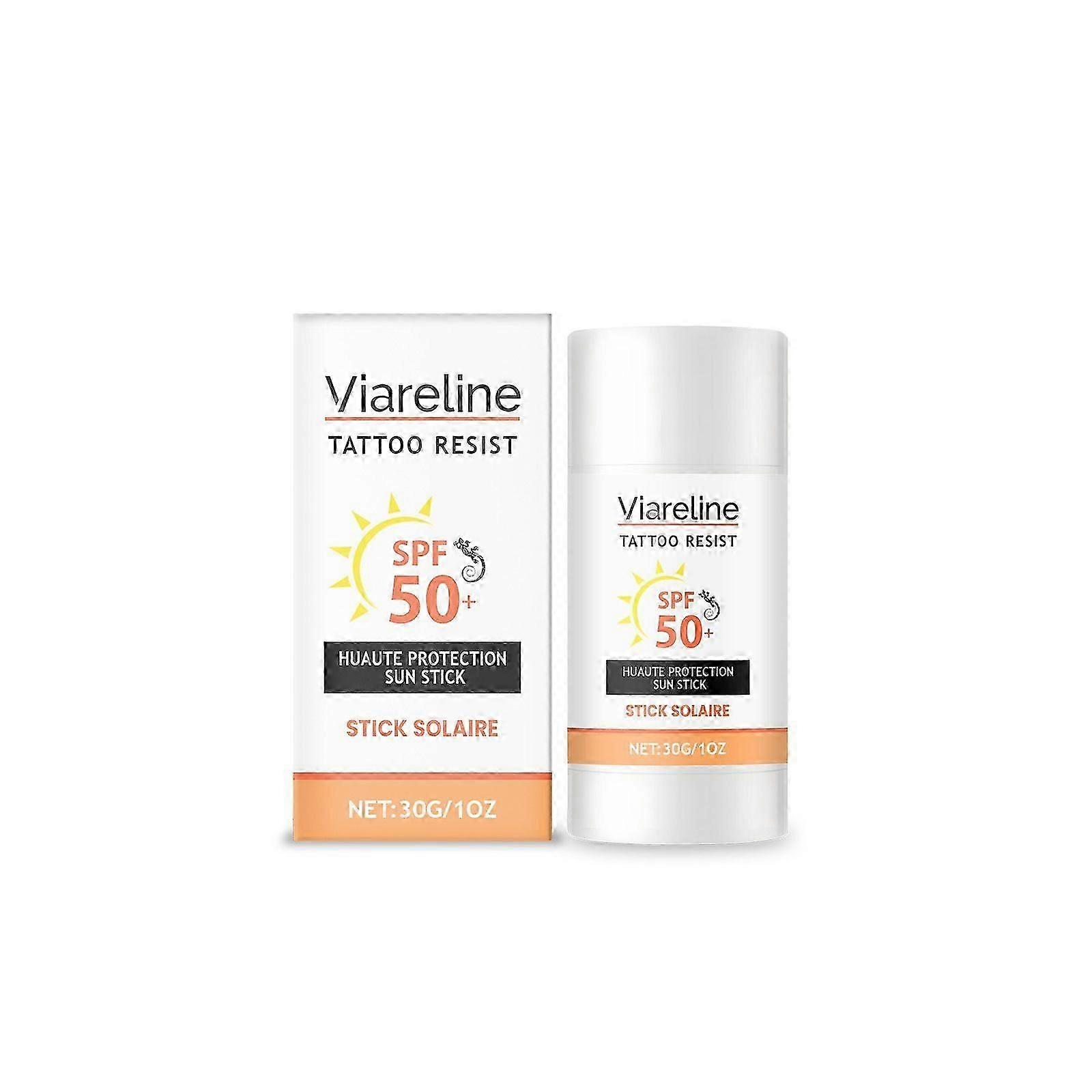 Tatouage Stick Solaire SPF 50 - Protection Solaire Tatouage Huile de Coco - Tous types de Peaux - Résistant à l’eau Finition invisible, Non gras - 30g