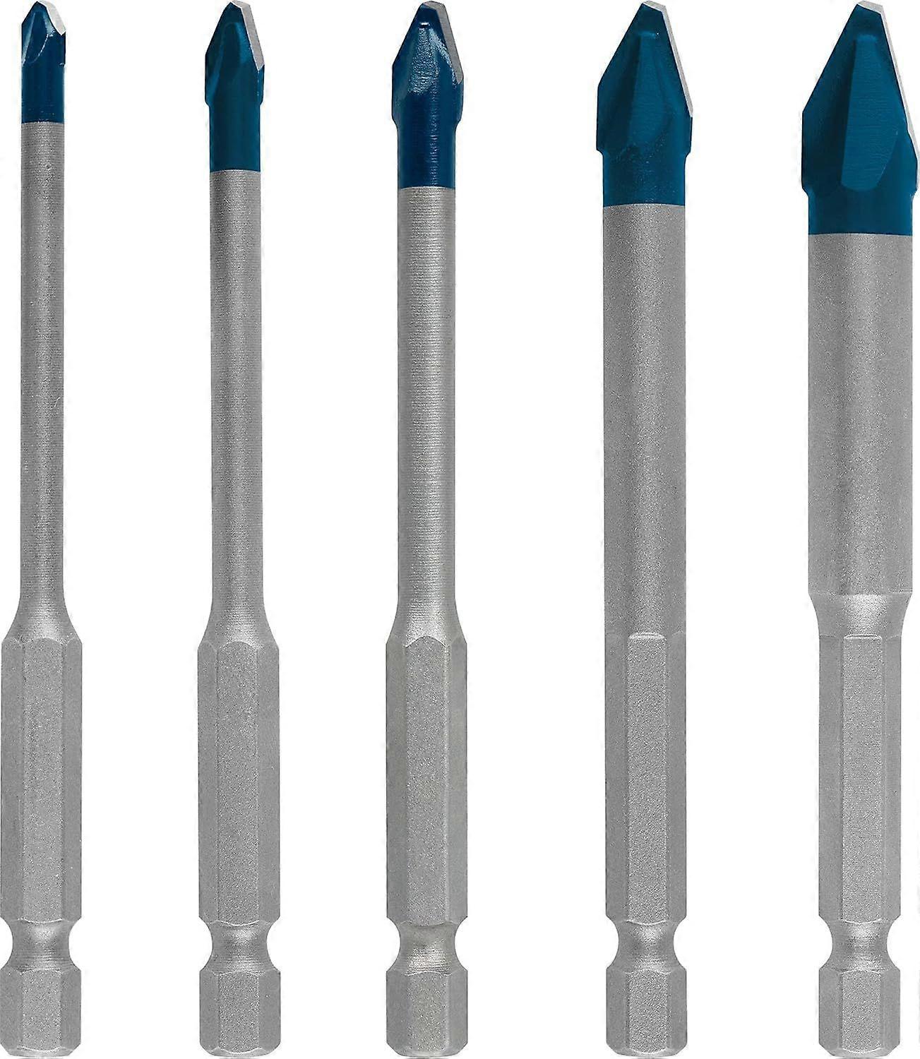 5x Drill Bit Set (for Tiles, Floor Tiles, 4-10 mm, Hammer Drill