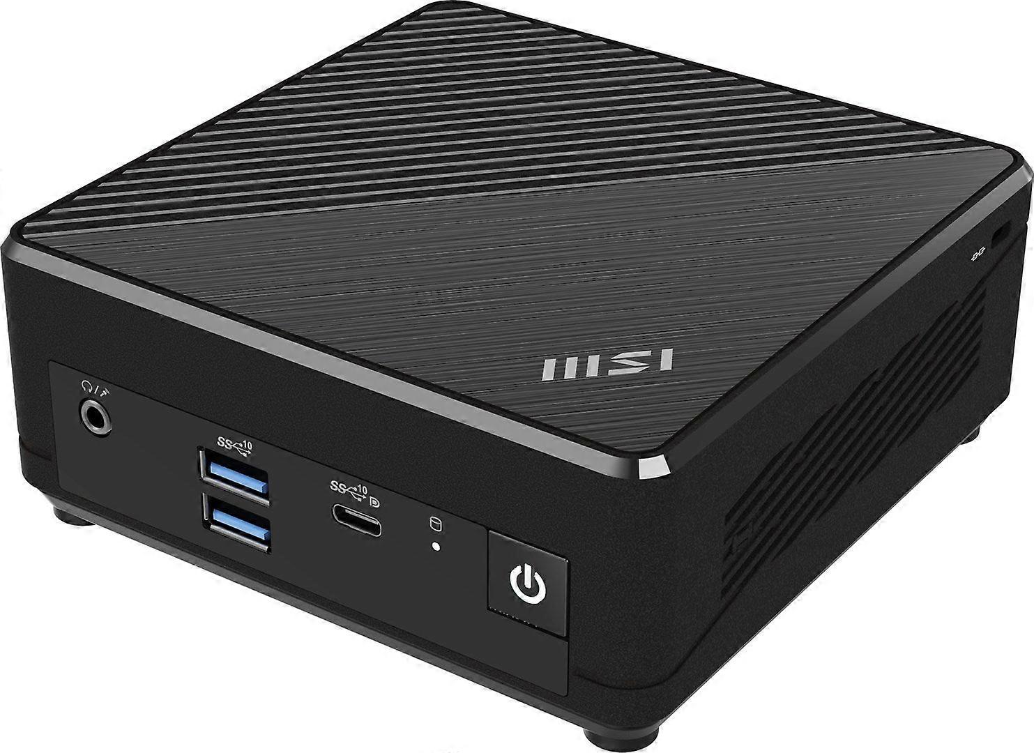 MSI Cubi ADL-001EU N200 -minitietokone, Intel Pentium N 4 Gt:n DDR4-SDRAM-muistilla, 128 Gt:n SSD-muistilla ja Windows 11 Pro -työasemalla, musta