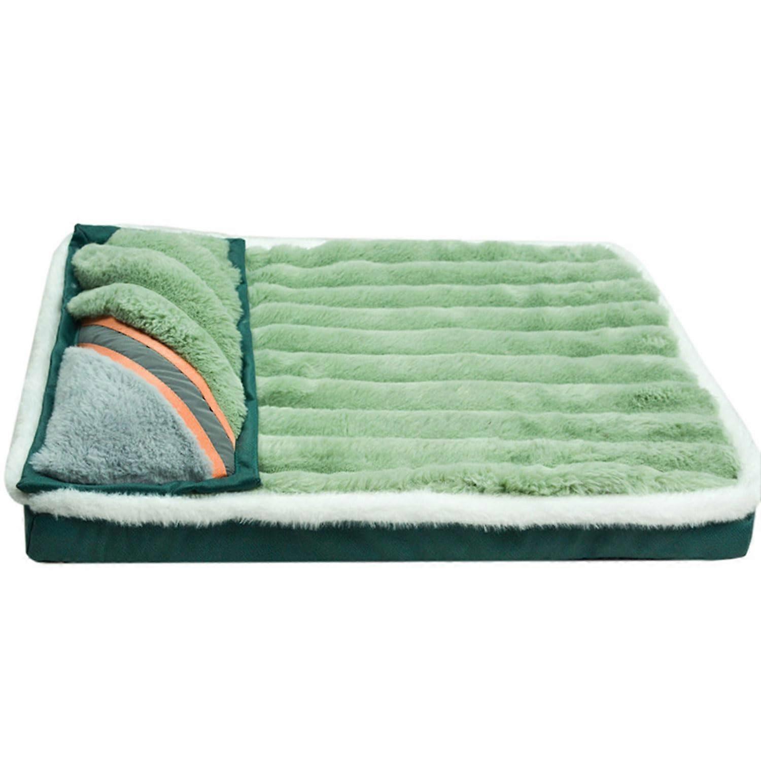 Big Dog Couch Bed Rectangular Washable Green 50x40x5 cm Non Slip Kennel Pad Removable Cover Anti Anxiety Soft Plush