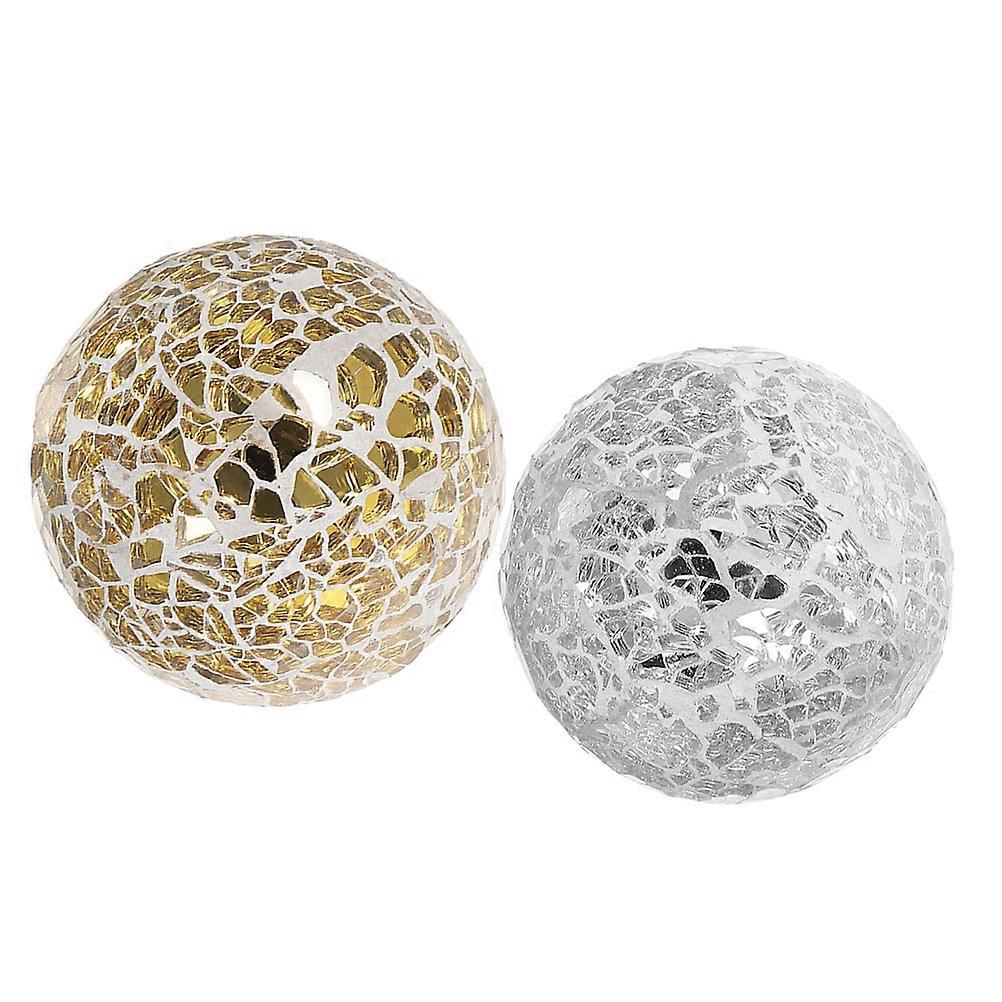 Mosaic Ball Glass Sphere for Home Decor 2Pcs Assorted Balls