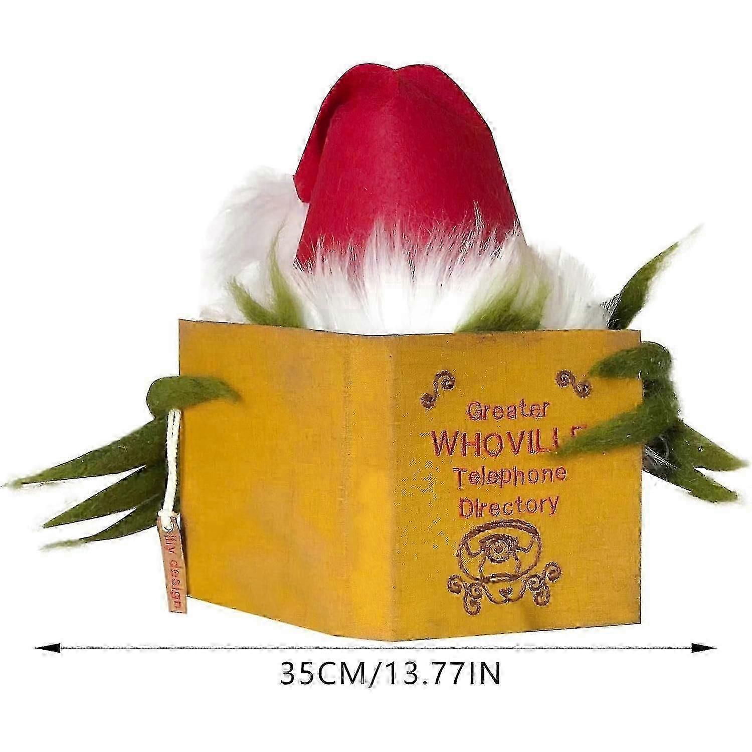 Funny Christmas Tree Topper Grinch Hiding Behind Book,Christmas Decoration