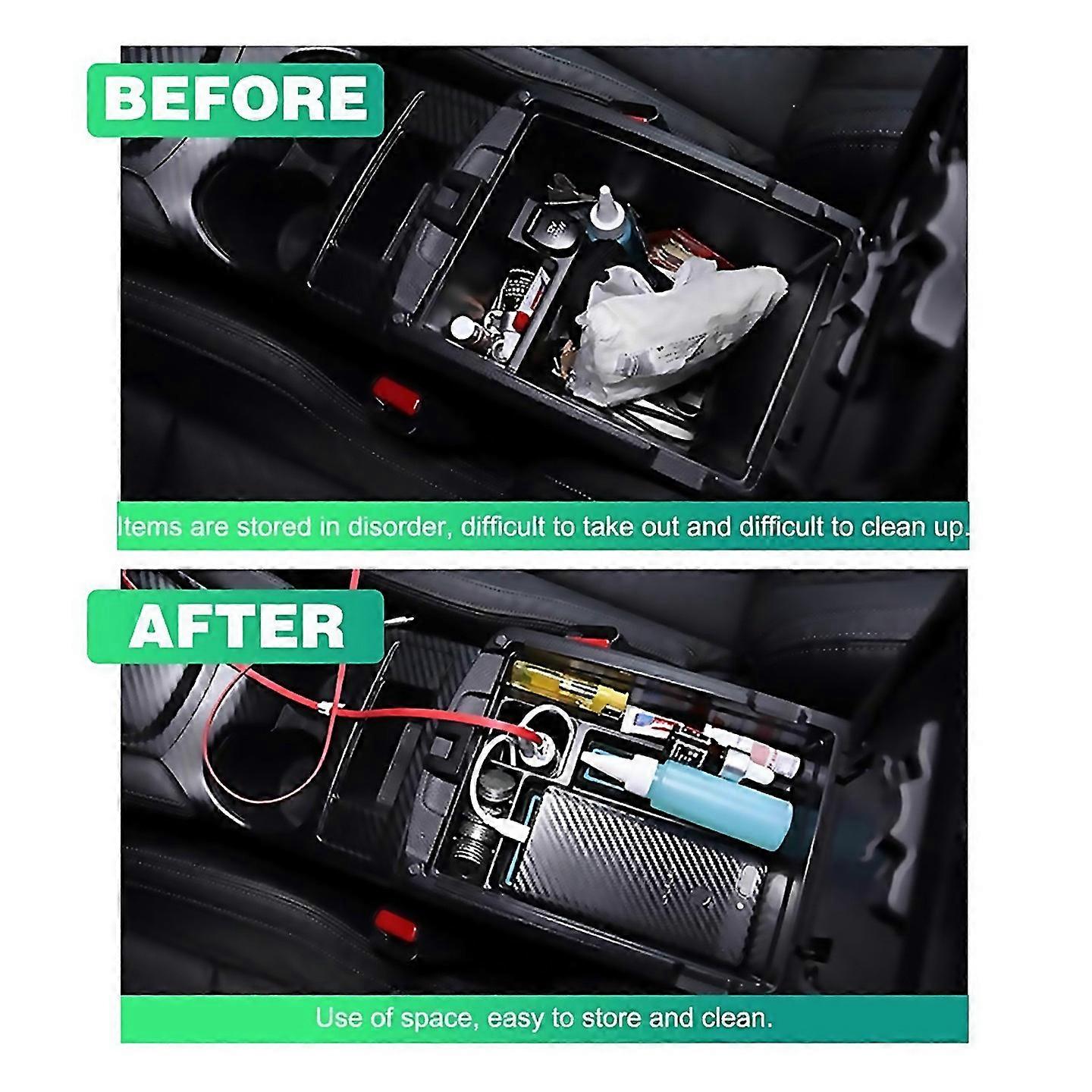 For For Car Center Console Armrest Storage Tray Black Blue