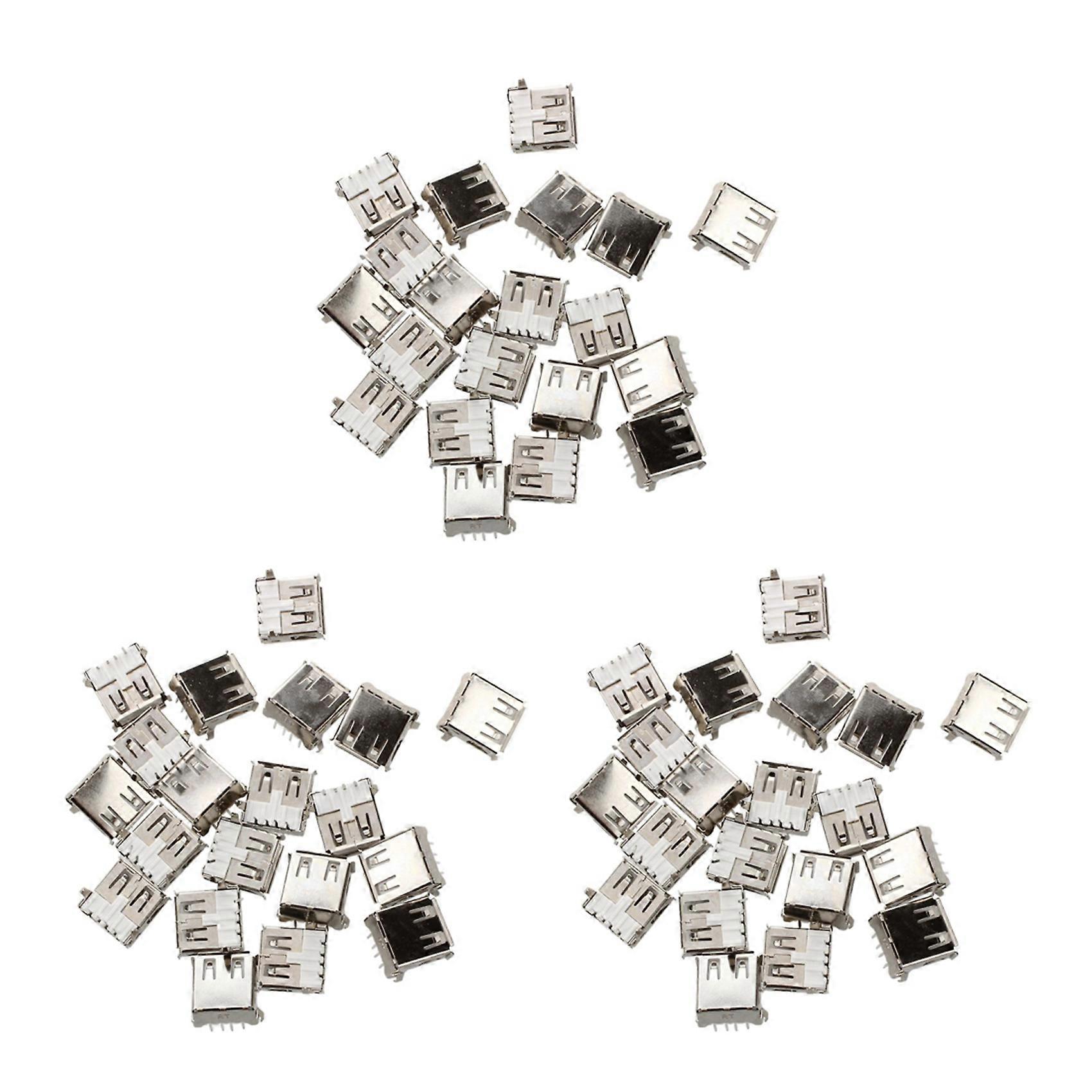 60 Pcs USB Female Type A 4-Pin DIP Right Angle Plug Jack Socket Connector