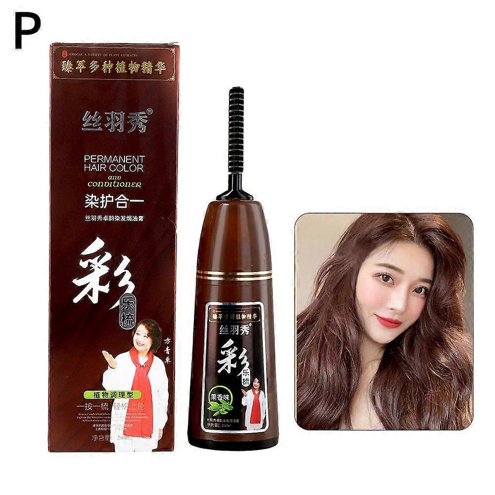 Cujmh Nanjing Tong Ren Tang Pure Plant Hair Dye Chestnut Brown 200ml with Bubble Dye Formula for Home Use Gray Coverage