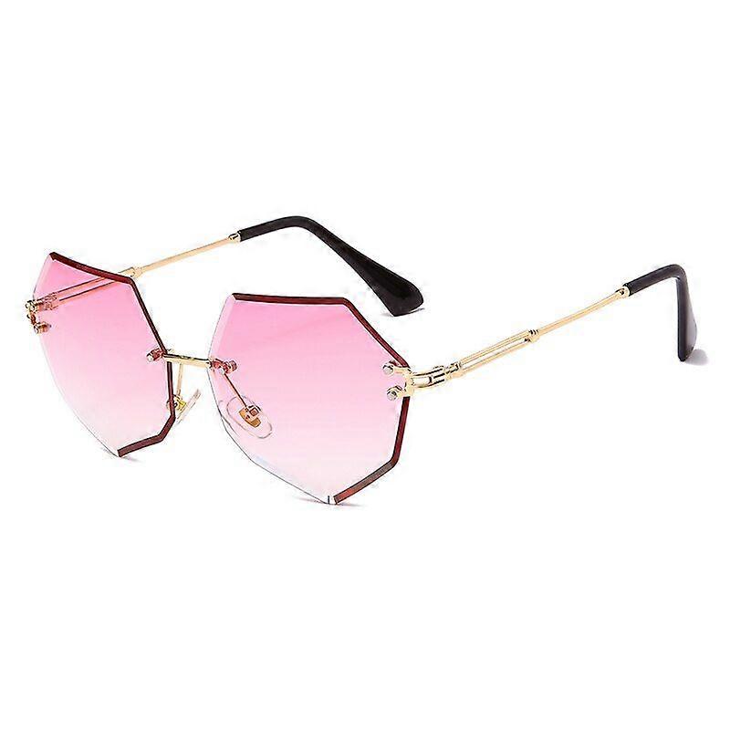 Trendy Polygon Rimless Sunglasses Luxury #5